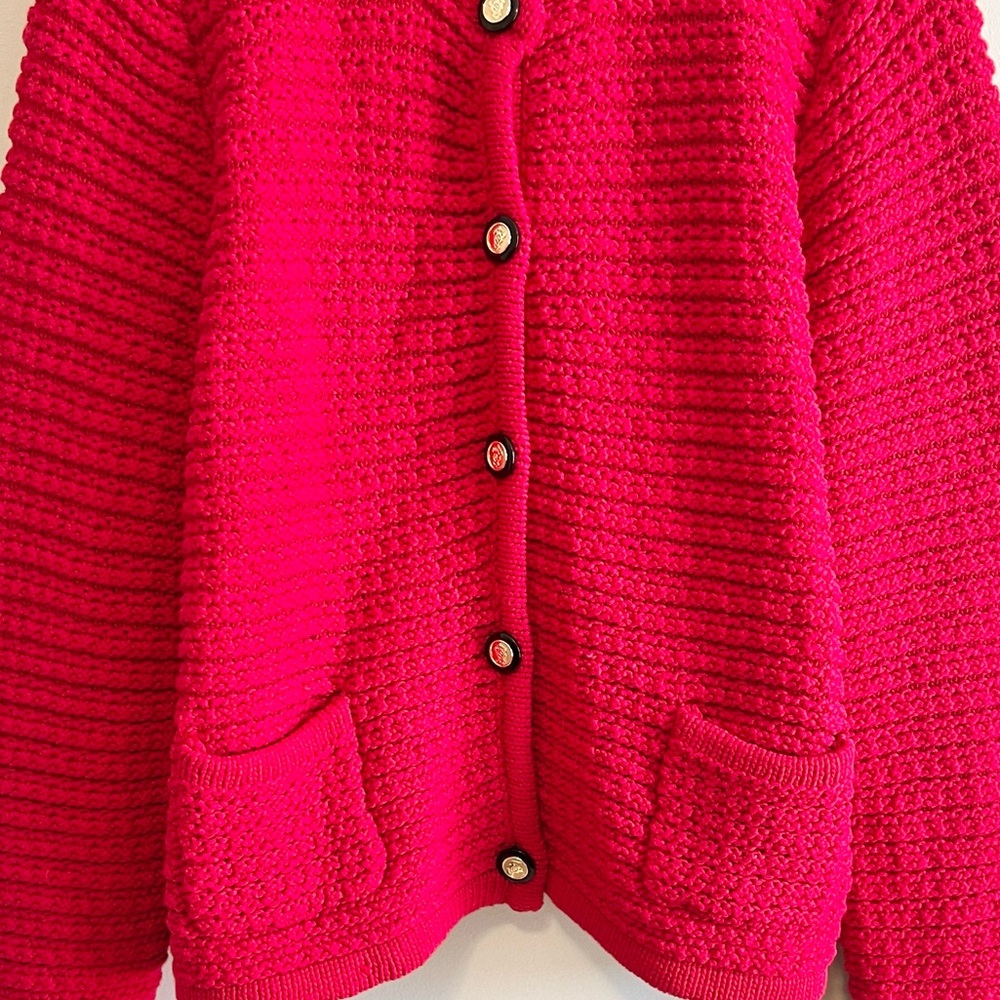 CeCe Lurex Textured Chunky Knit Button Cardigan Sweater - Picture 2 of 4